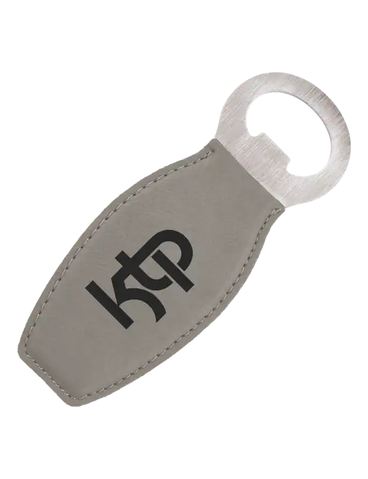 Grey Leatherette Bottle Opener with Magnet w/KTP Logo