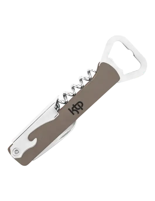 Grey Leatherette Wine Bottle Opener w/KTP Logo