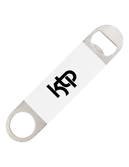 White Bottle Opener with Silicone Grip w/KTP Logo
