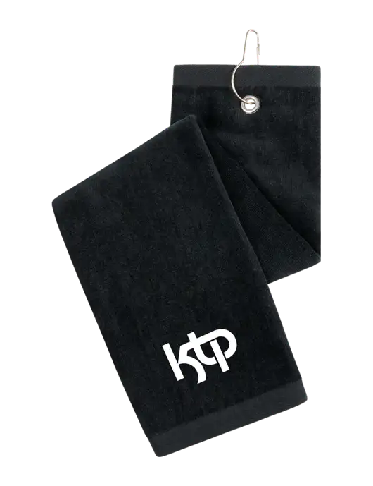 Black Tri-Fold Golf Towel with Grommet w/KTP Logo
