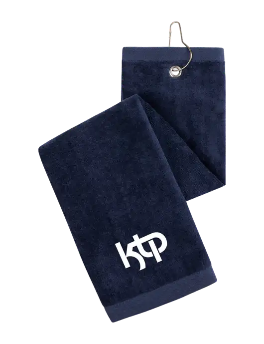 Navy Tri-Fold Golf Towel with Grommet w/KTP Logo