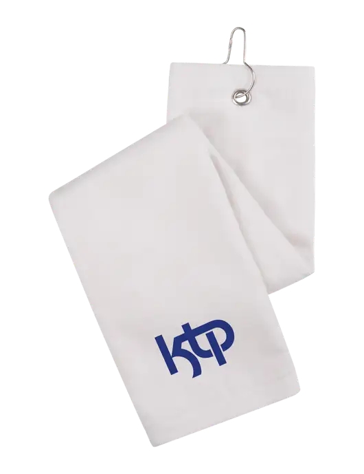 White Tri-Fold Golf Towel with Grommet w/KTP Logo