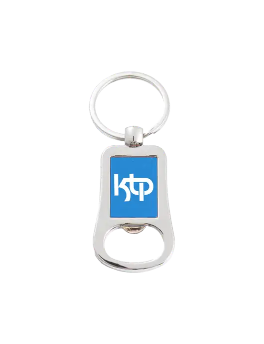 Silver & Blue Bottle Opener Keychain w/KTP Logo