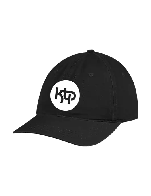 Garment Washed Unstructured Twill Black Cap w/KTP Logo