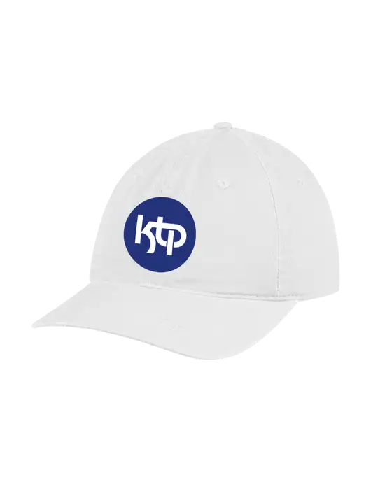 Garment Washed Unstructured Twill White Cap w/KTP Logo
