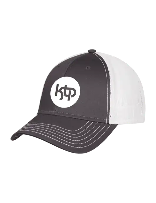 Dark Grey/White Mesh Trucker Cap Snap Back w/KTP Logo