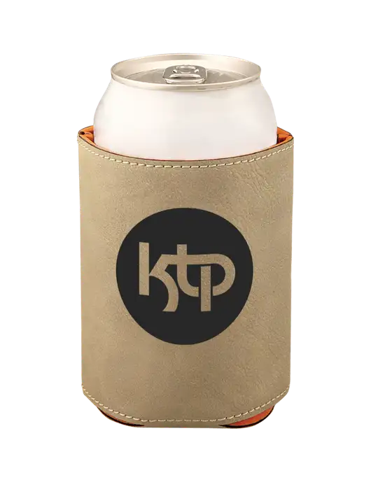 Tan Leatherette Beverage Holder w/KTP Logo