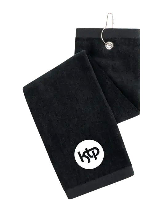 Black Tri-Fold Golf Towel with Grommet w/KTP Logo