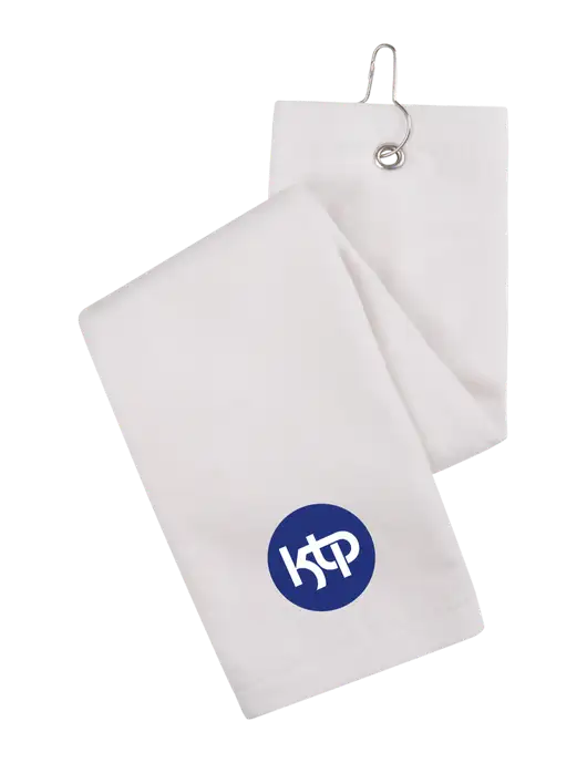 White Tri-Fold Golf Towel with Grommet w/KTP Logo